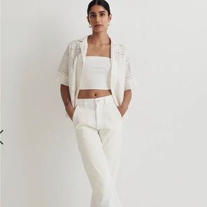 Nwt Madewell Eyelet Button Up Camp shirt
